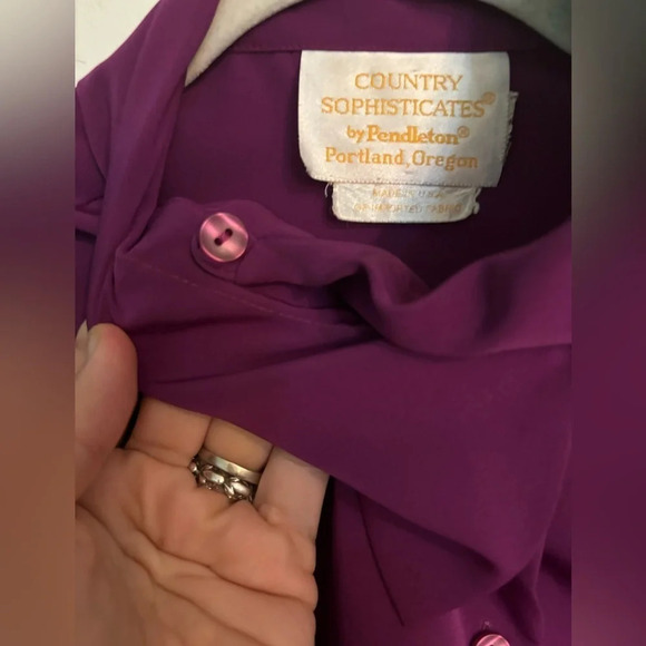 Vintage Pendleton Country Sophisticates Womens Long Sleeve Plum Cowl Neck Blouse - Picture 6 of 9